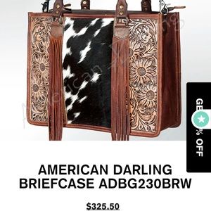 American Darling Cowhide Fringe Tooled Leather Bag